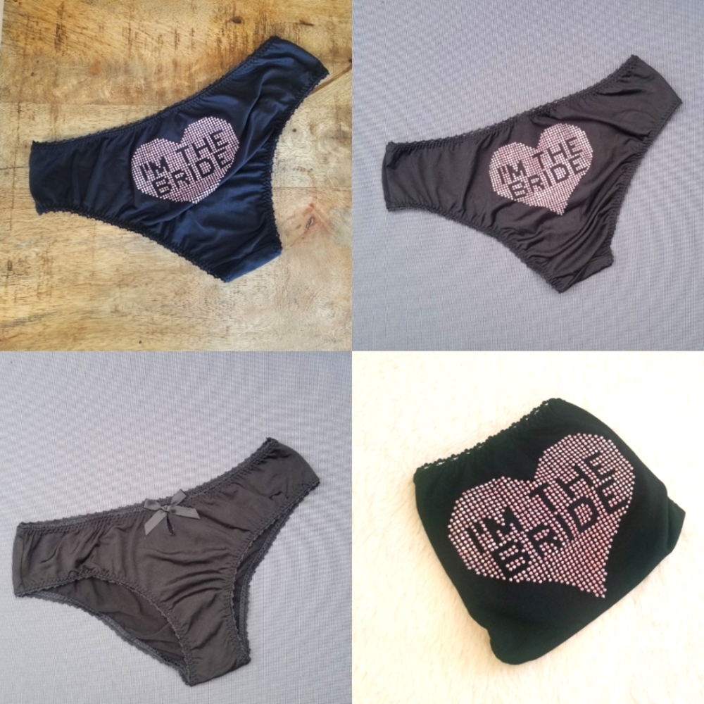 Victoria's Secret Vintage I do Satin Hiphugger Panty with Crystal Elements